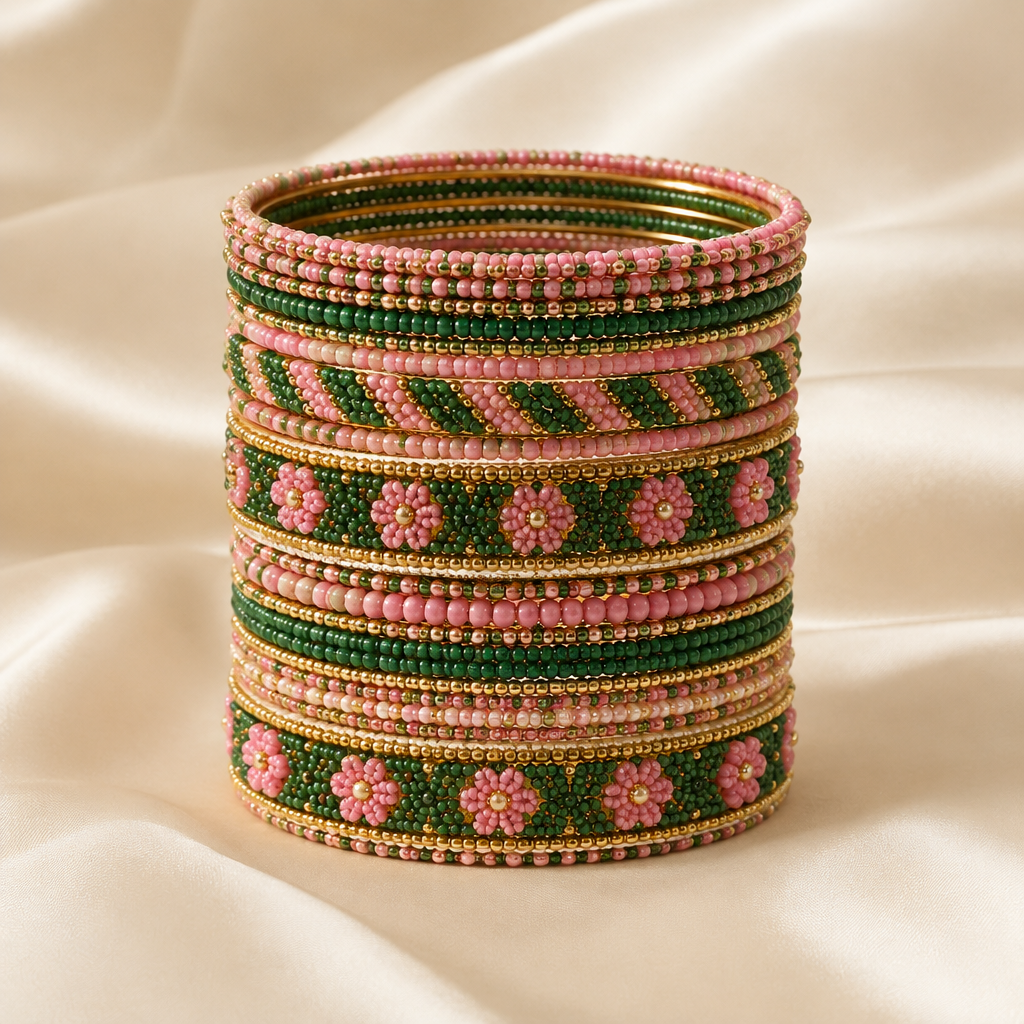 Embellished Pearl Bangle Set